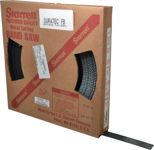 Starrett - 1" x 100' x 0.035" Carbon Steel Band Saw Blade Coil Stock - 10 TPI, Toothed Edge, Straight Form, Raker Set, Flexible Back, No Rake Angle, Constant Pitch, Contour Cutting - Caliber Tooling