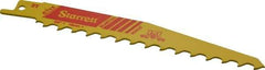 Starrett - 6" Long x 3/4" Thick, Bi-Metal Reciprocating Saw Blade - Tapered Profile, 3 TPI, Toothed Edge, Universal Shank - Caliber Tooling