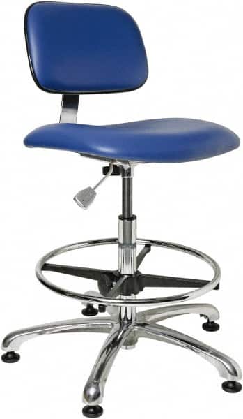 Bevco - Clean Room Swivel Chair - 20" Wide x 17" Deep, Vinyl Seat, Blue - Caliber Tooling