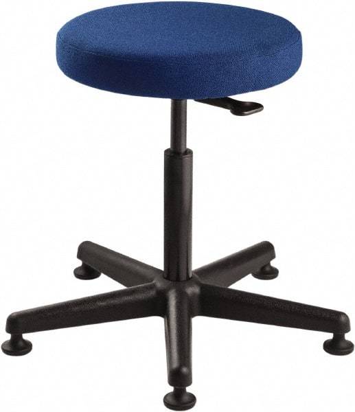 Bevco - 15" Wide x 15" Deep x 24 to 34" High, Reinforced Plastic Base, Adjustable Seat Stool - Fabric Seat, Blue - Caliber Tooling