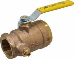 Conbraco - 1-1/4" Pipe, Bronze, Straight with Side Tap, Gas Ball Valve - 250 psi WOG Rating, Lever Handle, FNPT x FNPT End Connections, 2 Piece - Caliber Tooling