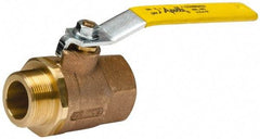 Apollo - 1-1/2" Pipe, Standard Port, Bronze Standard Ball Valve - 2 Piece, Inline - One Way Flow, MNPT x FNPT Ends, Lever Handle, 600 WOG, 150 WSP - Caliber Tooling