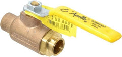 Apollo - 1/2" Pipe, Standard Port, Bronze Standard Ball Valve - Three Way, Soldered x Soldered Ends, Lever Handle, 400 WOG - Caliber Tooling