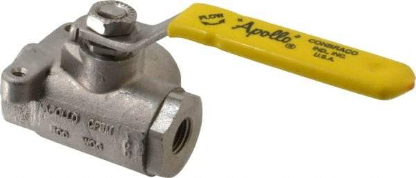 Apollo - 1/4" Pipe, Standard Port, Stainless Steel Standard Ball Valve - 2 Piece, Three Way, FNPT x FNPT Ends, Lever Handle, 800 WOG - Caliber Tooling