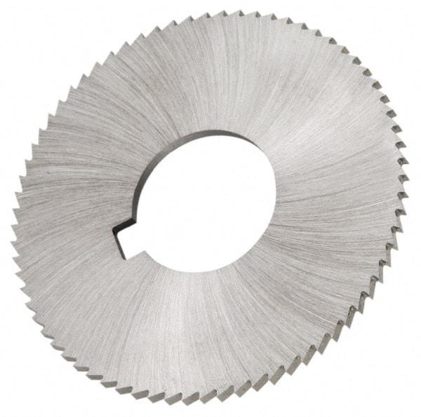 Made in USA - 1-3/4" Diam x 0.016" Blade Thickness x 5/8" Arbor Hole Diam, 132 Tooth Slitting and Slotting Saw - Arbor Connection, Right Hand, Uncoated, High Speed Steel, Concave Ground, Contains Keyway - Caliber Tooling