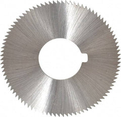 Made in USA - 1-3/4" Diam x 0.036" Blade Thickness x 5/8" Arbor Hole Diam, 90 Tooth Slitting and Slotting Saw - Arbor Connection, Right Hand, Uncoated, High Speed Steel, Concave Ground, Contains Keyway - Caliber Tooling