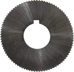 Made in USA - 1-3/4" Diam x 0.051" Blade Thickness x 5/8" Arbor Hole Diam, 90 Tooth Slitting and Slotting Saw - Arbor Connection, Right Hand, Uncoated, High Speed Steel, Concave Ground, Contains Keyway - Caliber Tooling