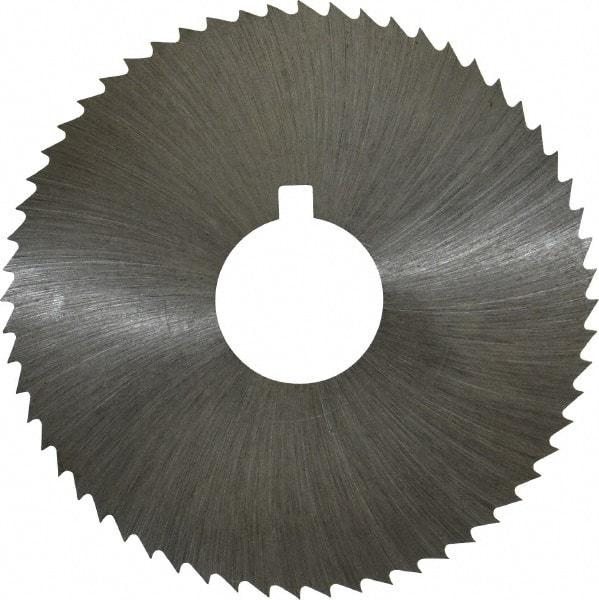 Made in USA - 2-1/4" Diam x 0.008" Blade Thickness x 5/8" Arbor Hole Diam, 60 Tooth Slitting and Slotting Saw - Arbor Connection, Right Hand, Uncoated, High Speed Steel, Concave Ground, Contains Keyway - Caliber Tooling