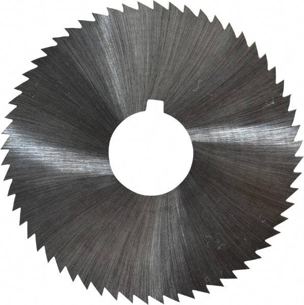 Made in USA - 2-1/4" Diam x 0.012" Blade Thickness x 5/8" Arbor Hole Diam, 60 Tooth Slitting and Slotting Saw - Arbor Connection, Right Hand, Uncoated, High Speed Steel, Concave Ground, Contains Keyway - Caliber Tooling