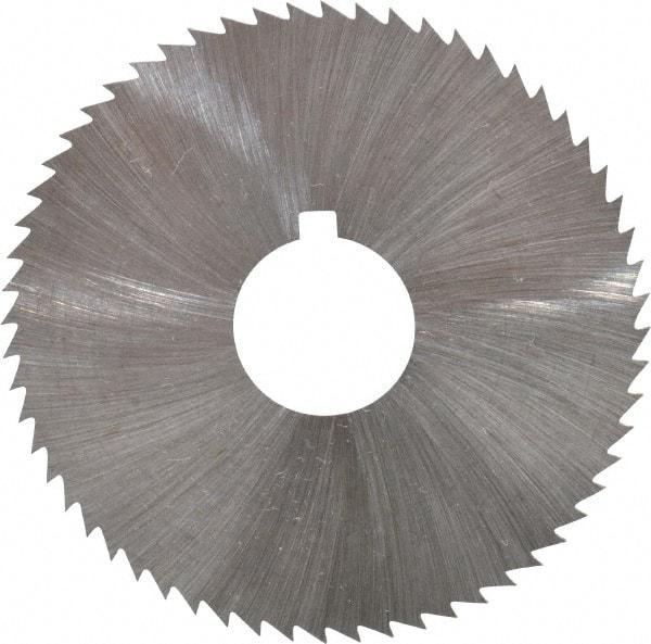 Made in USA - 2-1/4" Diam x 0.016" Blade Thickness x 5/8" Arbor Hole Diam, 60 Tooth Slitting and Slotting Saw - Arbor Connection, Right Hand, Uncoated, High Speed Steel, Concave Ground, Contains Keyway - Caliber Tooling