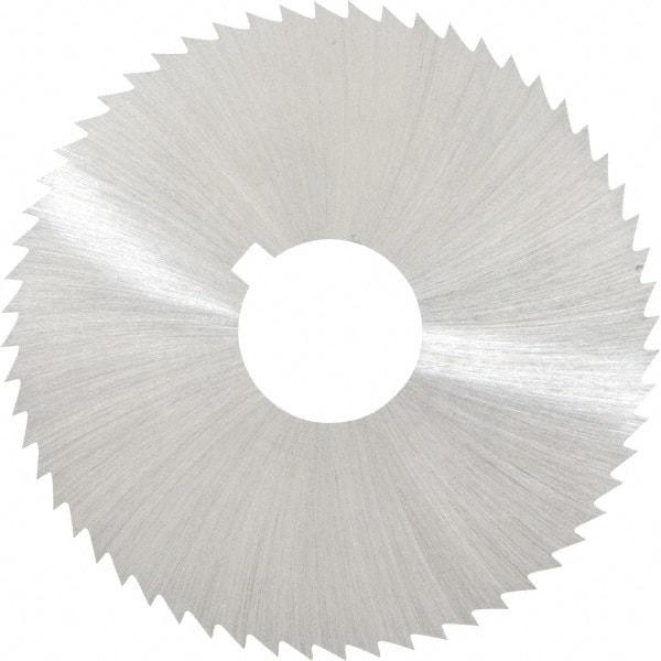 Made in USA - 2-1/4" Diam x 0.02" Blade Thickness x 5/8" Arbor Hole Diam, 60 Tooth Slitting and Slotting Saw - Arbor Connection, Right Hand, Uncoated, High Speed Steel, Concave Ground, Contains Keyway - Caliber Tooling