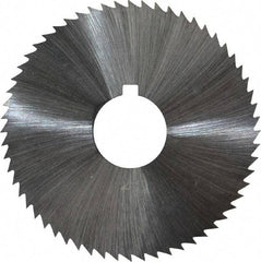 Made in USA - 2-1/4" Diam x 0.023" Blade Thickness x 5/8" Arbor Hole Diam, 60 Tooth Slitting and Slotting Saw - Arbor Connection, Right Hand, Uncoated, High Speed Steel, Concave Ground, Contains Keyway - Caliber Tooling