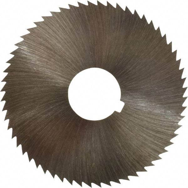 Made in USA - 2-1/4" Diam x 0.028" Blade Thickness x 5/8" Arbor Hole Diam, 60 Tooth Slitting and Slotting Saw - Arbor Connection, Right Hand, Uncoated, High Speed Steel, Concave Ground, Contains Keyway - Caliber Tooling