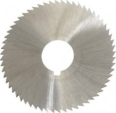 Made in USA - 2-1/4" Diam x 0.036" Blade Thickness x 5/8" Arbor Hole Diam, 60 Tooth Slitting and Slotting Saw - Arbor Connection, Right Hand, Uncoated, High Speed Steel, Concave Ground, Contains Keyway - Caliber Tooling