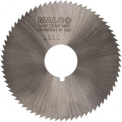 Made in USA - 2-3/4" Diam x 0.128" Blade Thickness x 3/4" Arbor Hole Diam, 72 Tooth Slitting and Slotting Saw - Arbor Connection, Right Hand, Uncoated, High Speed Steel, Concave Ground, Contains Keyway - Caliber Tooling