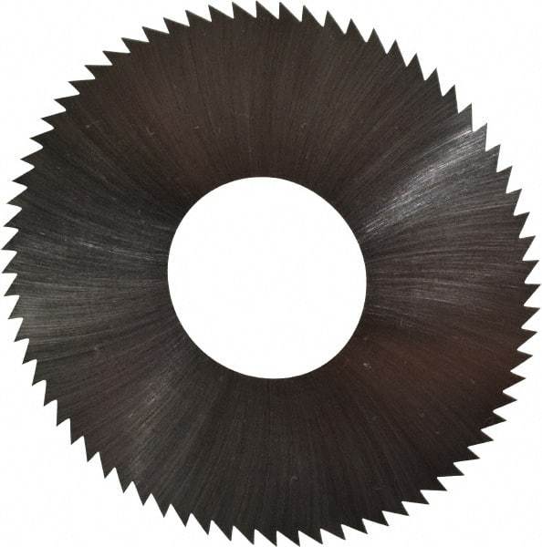 Made in USA - 2-3/4" Diam x 0.018" Blade Thickness x 1" Arbor Hole Diam, 72 Tooth Slitting and Slotting Saw - Arbor Connection, Right Hand, Uncoated, High Speed Steel, Concave Ground, Contains Keyway - Caliber Tooling