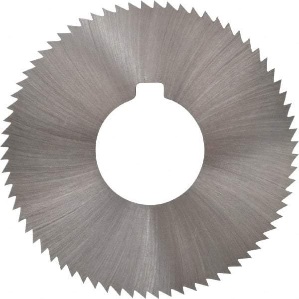 Made in USA - 2-3/4" Diam x 0.032" Blade Thickness x 1" Arbor Hole Diam, 72 Tooth Slitting and Slotting Saw - Arbor Connection, Right Hand, Uncoated, High Speed Steel, Concave Ground, Contains Keyway - Caliber Tooling