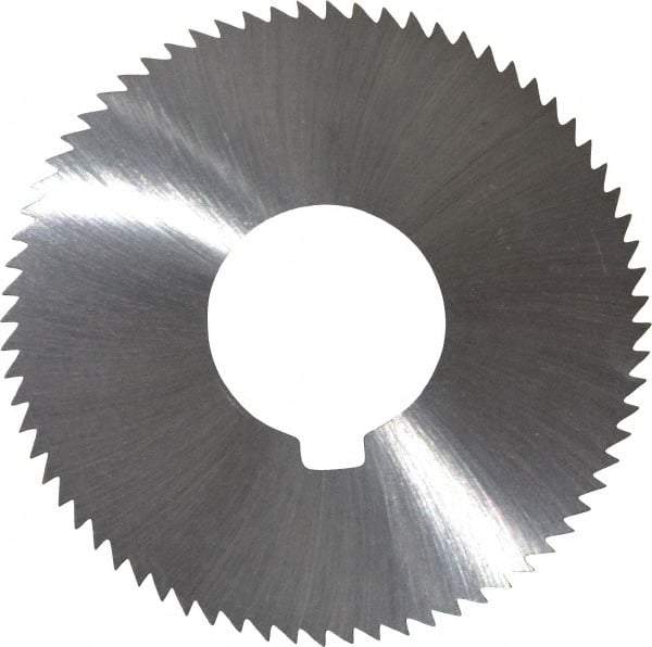 Made in USA - 2-3/4" Diam x 0.045" Blade Thickness x 1" Arbor Hole Diam, 72 Tooth Slitting and Slotting Saw - Arbor Connection, Right Hand, Uncoated, High Speed Steel, Concave Ground, Contains Keyway - Caliber Tooling