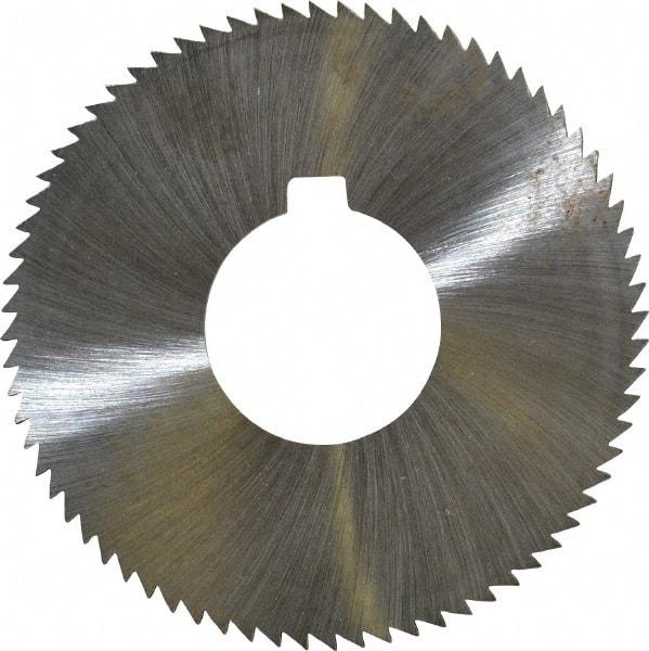 Made in USA - 2-3/4" Diam x 0.081" Blade Thickness x 1" Arbor Hole Diam, 72 Tooth Slitting and Slotting Saw - Arbor Connection, Right Hand, Uncoated, High Speed Steel, Concave Ground, Contains Keyway - Caliber Tooling