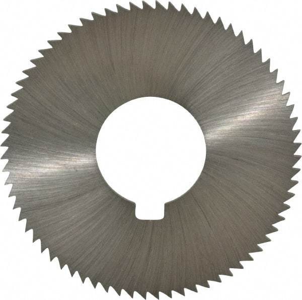 Made in USA - 2-3/4" Diam x 0.091" Blade Thickness x 1" Arbor Hole Diam, 72 Tooth Slitting and Slotting Saw - Arbor Connection, Right Hand, Uncoated, High Speed Steel, Concave Ground, Contains Keyway - Caliber Tooling