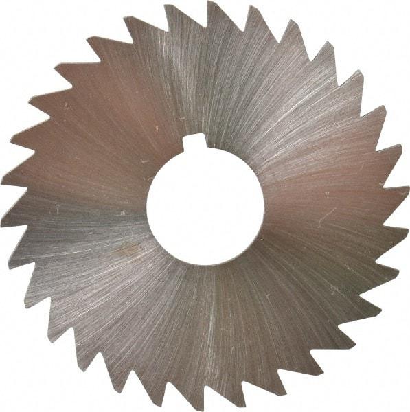 Made in USA - 1-3/4" Diam x 1/16" Blade Thickness x 1/2" Arbor Hole Diam, 30 Tooth Slitting and Slotting Saw - Arbor Connection, Right Hand, Uncoated, High Speed Steel, Concave Ground, Contains Keyway - Caliber Tooling