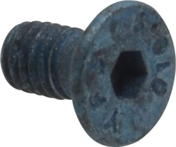 Metric Blue - M4x0.70 Metric Coarse Hex Socket Drive, 90° Flat Screw - Grade 10.9 Alloy Steel, Metric Blue Finish, Fully Threaded, 8mm OAL - Caliber Tooling