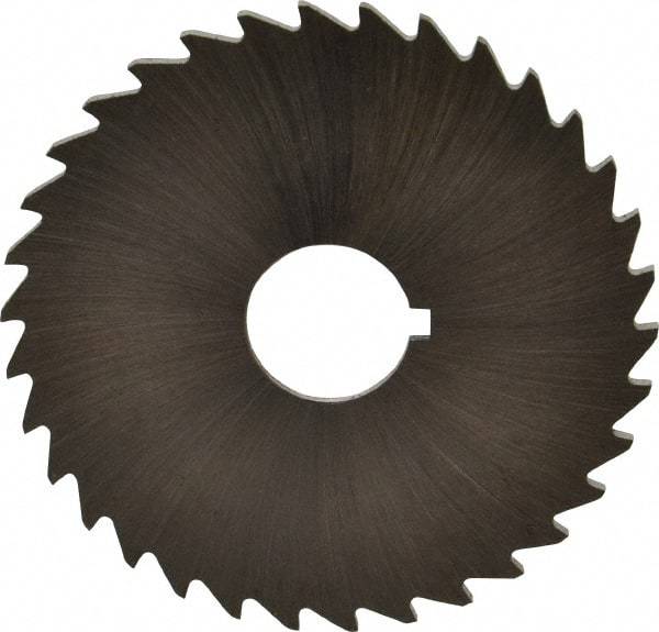 Made in USA - 2" Diam x 1/16" Blade Thickness x 1/2" Arbor Hole Diam, 34 Tooth Slitting and Slotting Saw - Arbor Connection, Right Hand, Uncoated, High Speed Steel, Concave Ground, Contains Keyway - Caliber Tooling