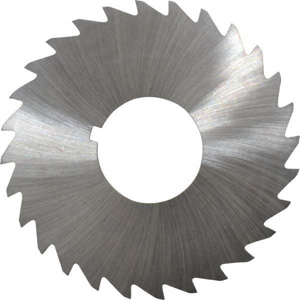 Made in USA - 2-1/2" Diam x 1/16" Blade Thickness x 7/8" Arbor Hole Diam, 28 Tooth Slitting and Slotting Saw - Arbor Connection, Right Hand, Uncoated, High Speed Steel, Concave Ground, Contains Keyway - Caliber Tooling