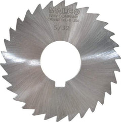 Made in USA - 3" Diam x 5/32" Blade Thickness x 1" Arbor Hole Diam, 30 Tooth Slitting and Slotting Saw - Arbor Connection, Right Hand, Uncoated, High Speed Steel, Concave Ground, Contains Keyway - Caliber Tooling