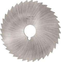 Made in USA - 5" Diam x 5/32" Blade Thickness x 1" Arbor Hole Diam, 36 Tooth Slitting and Slotting Saw - Arbor Connection, Right Hand, Uncoated, High Speed Steel, Concave Ground, Contains Keyway - Caliber Tooling