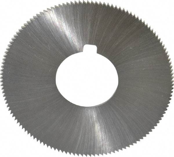 Made in USA - 1-3/4" Diam x 0.036" Blade Thickness x 5/8" Arbor Hole Diam, 132 Tooth Slitting and Slotting Saw - Arbor Connection, Right Hand, Uncoated, High Speed Steel, Concave Ground, Contains Keyway - Caliber Tooling