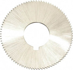 Made in USA - 1-3/4" Diam x 0.057" Blade Thickness x 5/8" Arbor Hole Diam, 132 Tooth Slitting and Slotting Saw - Arbor Connection, Right Hand, Uncoated, High Speed Steel, Concave Ground, Contains Keyway - Caliber Tooling