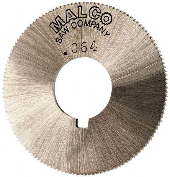 Made in USA - 1-3/4" Diam x 0.064" Blade Thickness x 5/8" Arbor Hole Diam, 132 Tooth Slitting and Slotting Saw - Arbor Connection, Right Hand, Uncoated, High Speed Steel, Concave Ground, Contains Keyway - Caliber Tooling