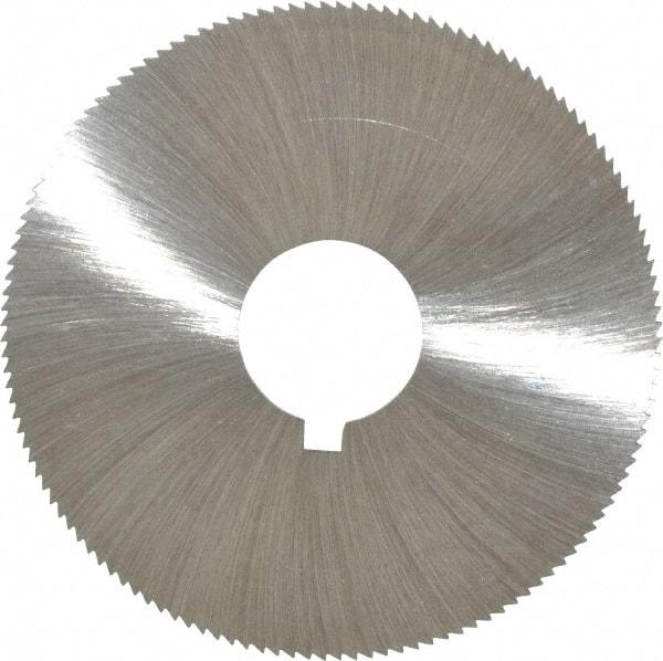 Made in USA - 2-1/4" Diam x 0.051" Blade Thickness x 5/8" Arbor Hole Diam, 132 Tooth Slitting and Slotting Saw - Arbor Connection, Right Hand, Uncoated, High Speed Steel, Concave Ground, Contains Keyway - Caliber Tooling