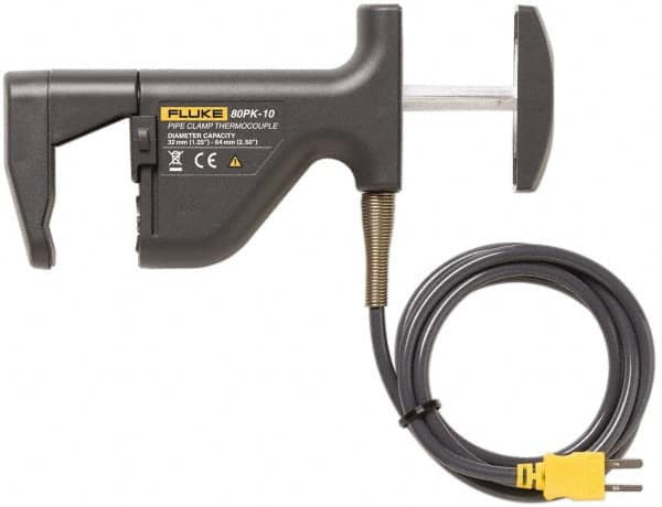 Fluke - -20 to 300°F, Pipe Surface Clamp On Thermometer - 1-1/4 to 2-1/2 Pipe, 80PK-10 to Pipe Clamp Temp Probe - Caliber Tooling