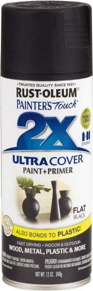 Rust-Oleum - Black, Flat, Enamel Spray Paint - 8 to 12 Sq Ft per Can, 12 oz Container - Caliber Tooling