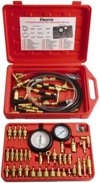 Proto - 2' Hose Length, 0 to 145 psi, Mechanical Automotive Fuel Injection Tester - 1 Lb Graduation - Caliber Tooling