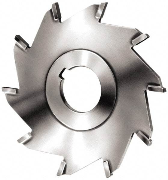 Made in USA - 6" Diam x 3/16" Blade Thickness x 1-1/4" Arbor Hole Diam, 8 Tooth Slitting and Slotting Saw - Arbor Connection, Right Hand, Uncoated, Carbide-Tipped, Contains Keyway - Caliber Tooling