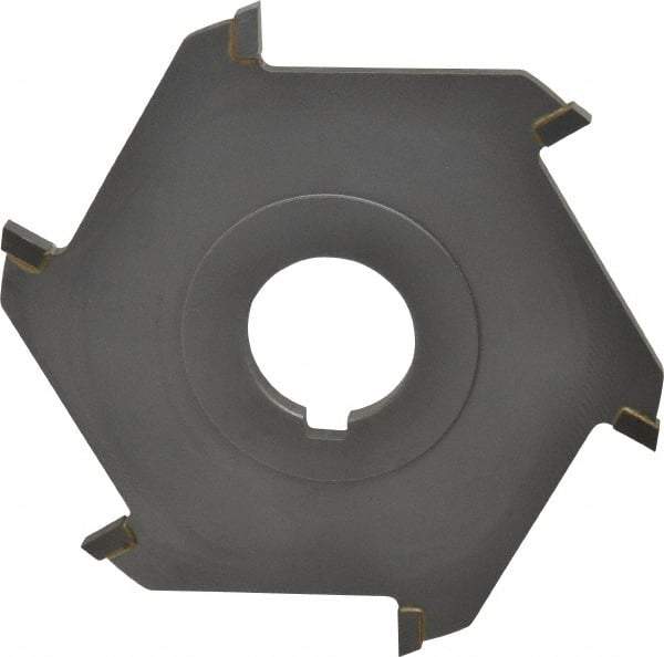 Made in USA - 4" Diam x 3/16" Blade Thickness x 1" Arbor Hole Diam, 6 Tooth Slitting and Slotting Saw - Arbor Connection, Right Hand, Uncoated, Carbide-Tipped, Contains Keyway - Caliber Tooling