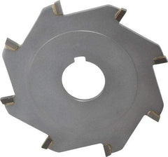 Made in USA - 4" Diam x 1/8" Blade Thickness x 1" Arbor Hole Diam, 8 Tooth Slitting and Slotting Saw - Arbor Connection, Right Hand, Uncoated, Carbide-Tipped, Contains Keyway - Caliber Tooling