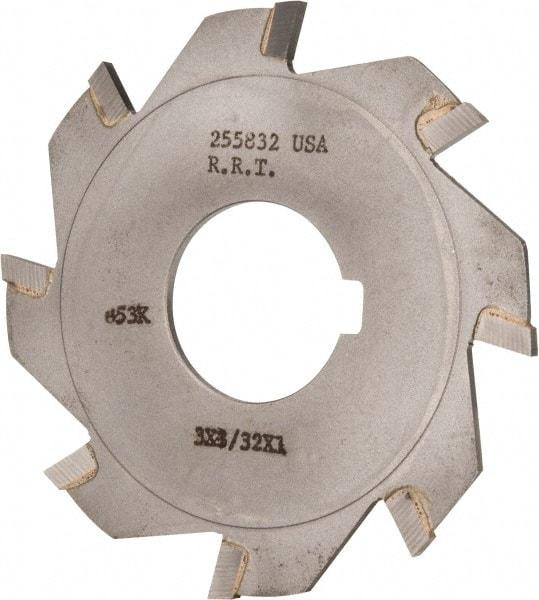 Made in USA - 3" Diam x 3/32" Blade Thickness x 1" Arbor Hole Diam, 8 Tooth Slitting and Slotting Saw - Arbor Connection, Right Hand, Uncoated, Carbide-Tipped, Contains Keyway - Caliber Tooling