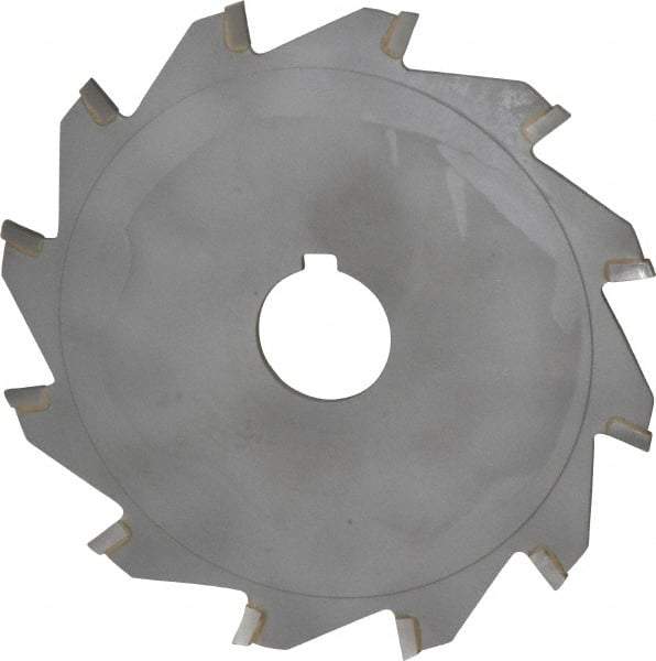 Made in USA - 5" Diam x 3/32" Blade Thickness x 1" Arbor Hole Diam, 12 Tooth Slitting and Slotting Saw - Arbor Connection, Right Hand, Uncoated, Carbide-Tipped, Contains Keyway - Caliber Tooling