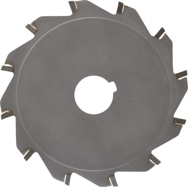 Made in USA - 5" Diam x 1/8" Blade Thickness x 1" Arbor Hole Diam, 12 Tooth Slitting and Slotting Saw - Arbor Connection, Right Hand, Uncoated, Carbide-Tipped, Contains Keyway - Caliber Tooling