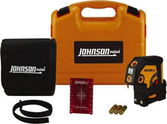 Johnson Level & Tool - 5 Beam 200' (Interior) Max Range Self Leveling Dot Laser Level - Red Beam, 1/8" at 50' Accuracy, 4-1/4" Long x 4-1/2" Wide x 2-1/2" High, Battery Included - Caliber Tooling