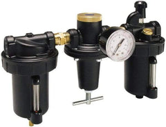 Parker - 3/4" NPT Port Heavy Duty 3 Piece Filter-Regulator-Lubricator FRL Unit - Metal Bowl, 220 SCFM, 250 Max psi, 13" High, Automatic Drain - Caliber Tooling