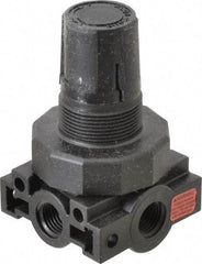 Parker - 1/4 NPT Port, Plastic Miniature Regulator - 0 to 60 psi Range, 150 Max psi Supply Pressure, 1/4" Gauge Port Thread, 2.06" Wide x 3.43" High - Caliber Tooling