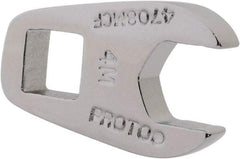 Proto - 8mm 1/4" Drive Chrome Crowfoot Wrench - 21/32" Head Diam x 0.218" Head Thickness, 0.98" OAL - Caliber Tooling