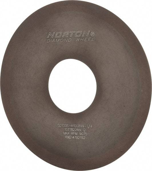 Norton - 4" Diam x 1-1/4" Hole x 1/32" Thick, 100 Grit Surface Grinding Wheel - Diamond, Type 1A1, Fine Grade, Resinoid Bond - Caliber Tooling