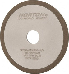 Norton - 4" Diam x 3/4" Hole x 1/8" Thick, 150 Grit Surface Grinding Wheel - Diamond, Type 1A1, Very Fine Grade, Resinoid Bond - Caliber Tooling