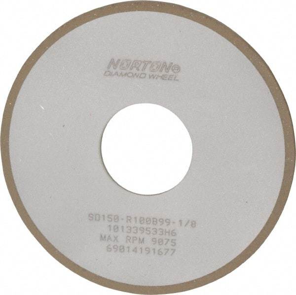 Norton - 4" Diam x 1-1/4" Hole x 1/8" Thick, 150 Grit Surface Grinding Wheel - Diamond, Type 1A1, Very Fine Grade, Resinoid Bond - Caliber Tooling